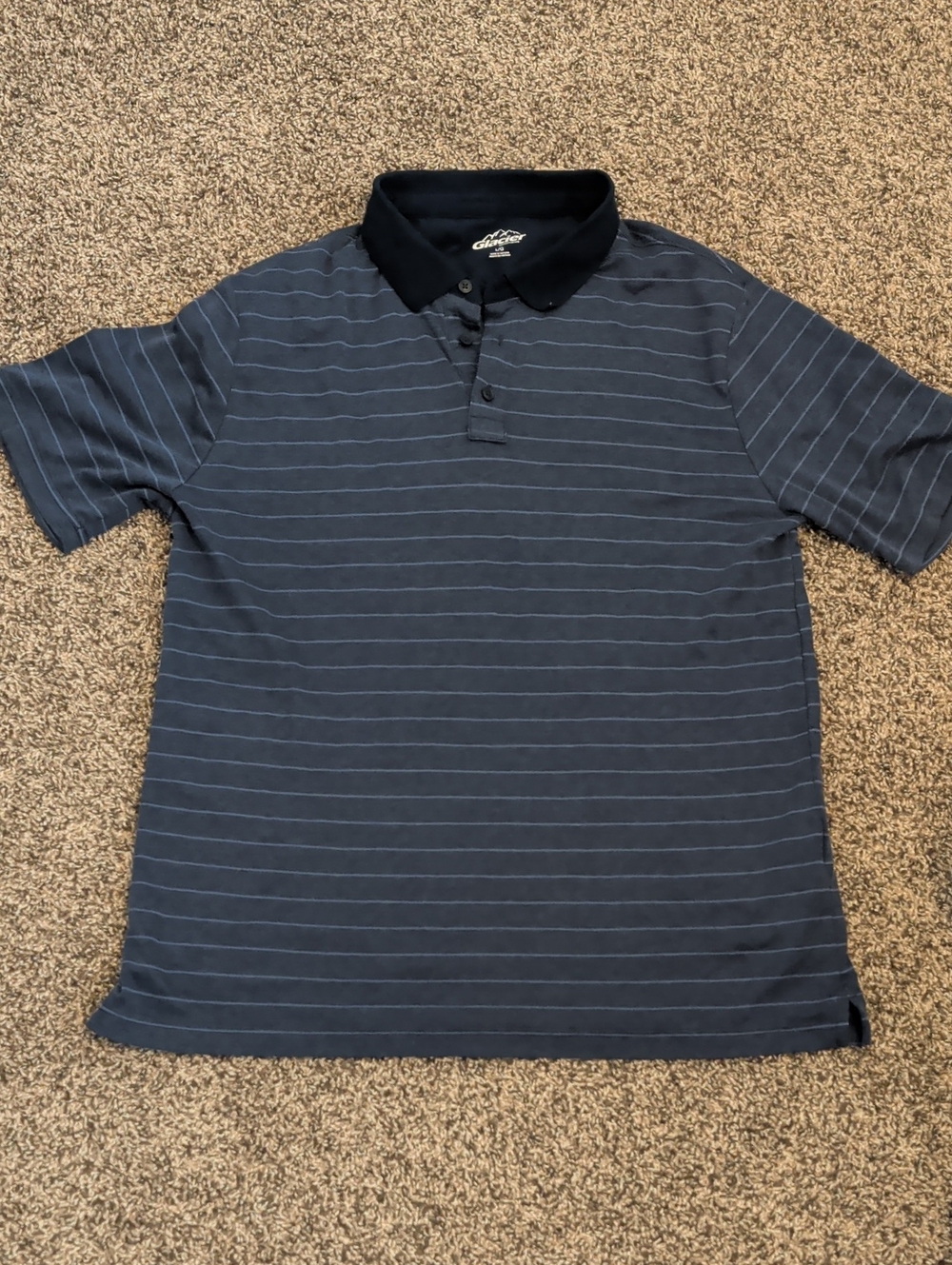Men's Striped Navy Polo with Navy Collar